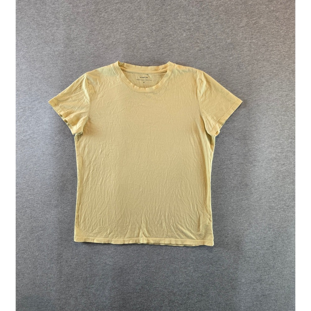 Vince T Shirt Women Medium Yellow 100% Pima Cotton Short Sleeve Crew Made Peru